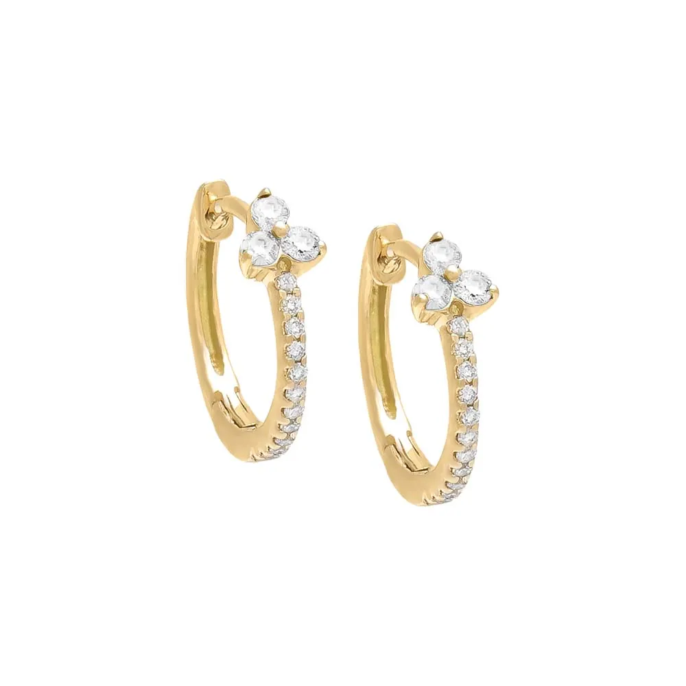 Pavé Diamond Cluster Huggie Earring 14K sold by Adina Eden's