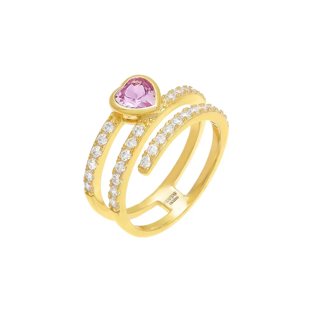 Colored Multi Row Pave Heart Ring sold by Adina Eden's