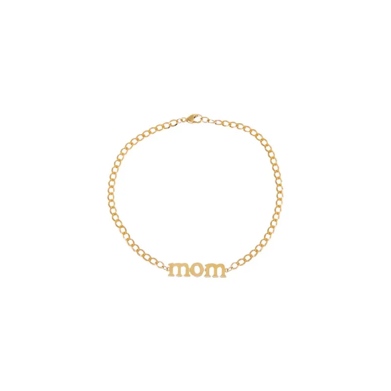 Solid Lowercase Mom Plate Cuban Chain Bracelet 14K sold by Adina Eden's