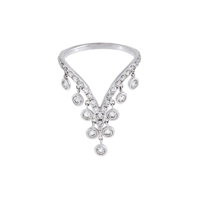 Diamond Bezel V Shaped Ring 14K sold by Adina Eden's