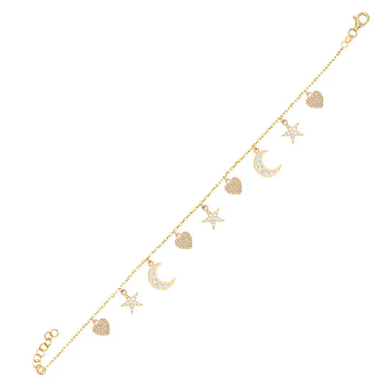 Pavé Dangling Charms Bracelet sold by Adina Eden's