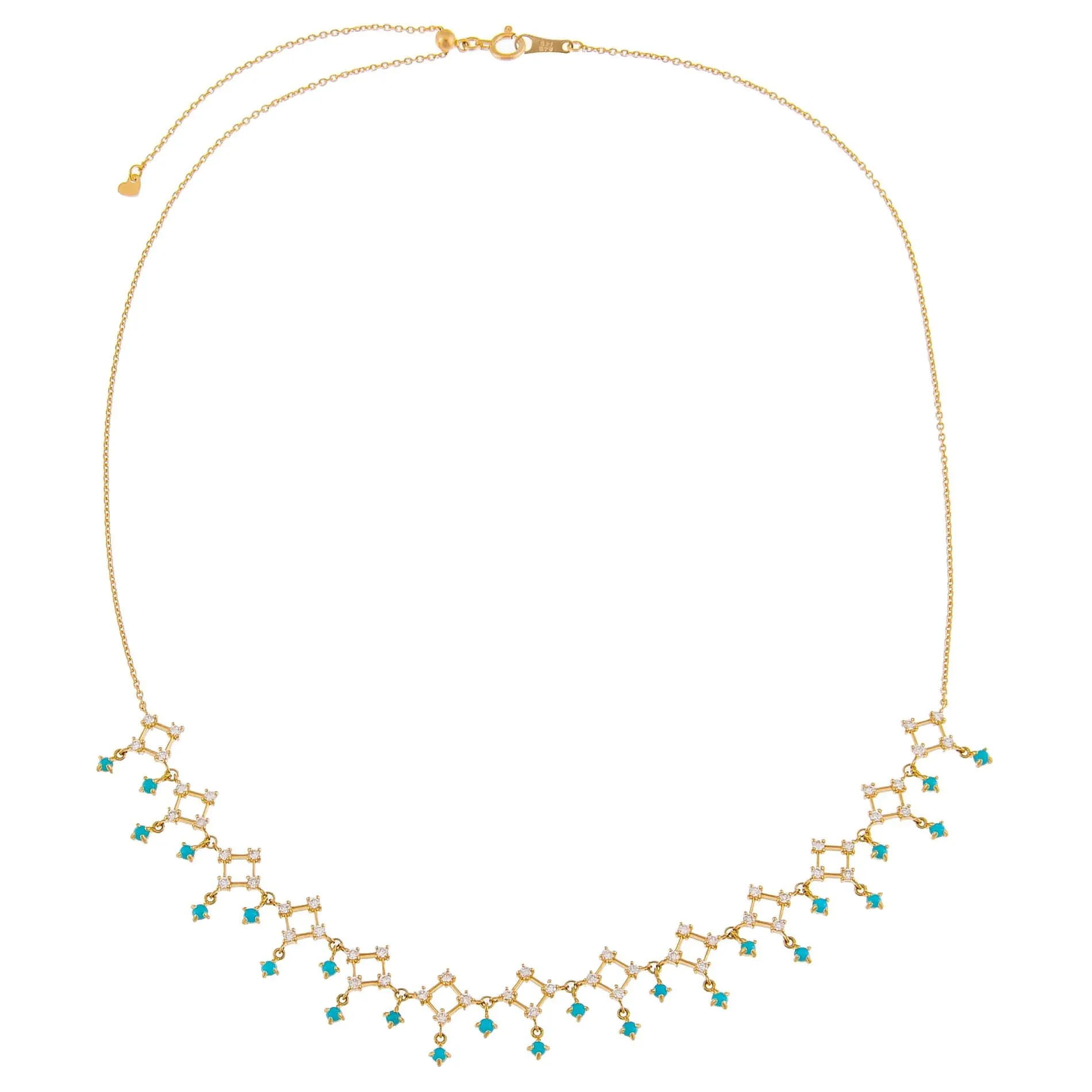 Turquoise Cluster Dangling Necklace 14K sold by Adina Eden's product image thumbnail 3