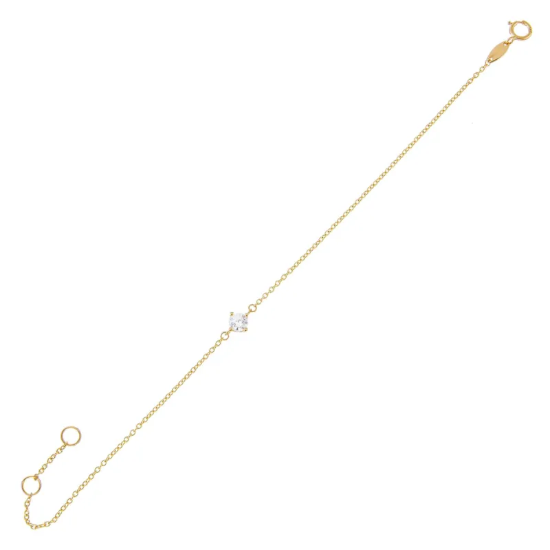 CZ Solitaire Bracelet 14K sold by Adina Eden's