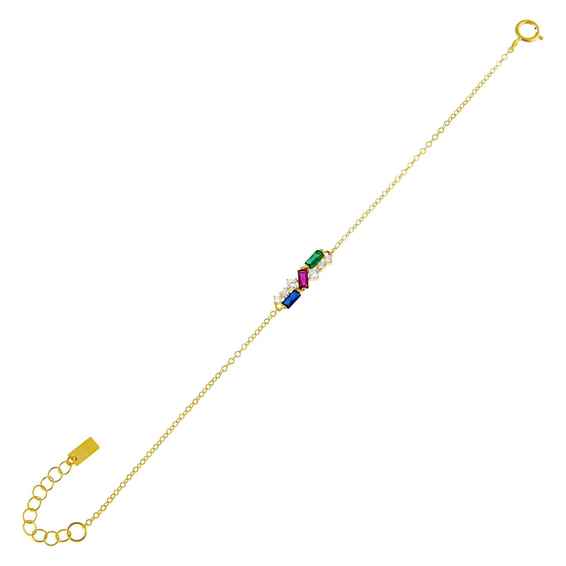 CZ Multi Color Baguette Bracelet sold by Adina Eden's