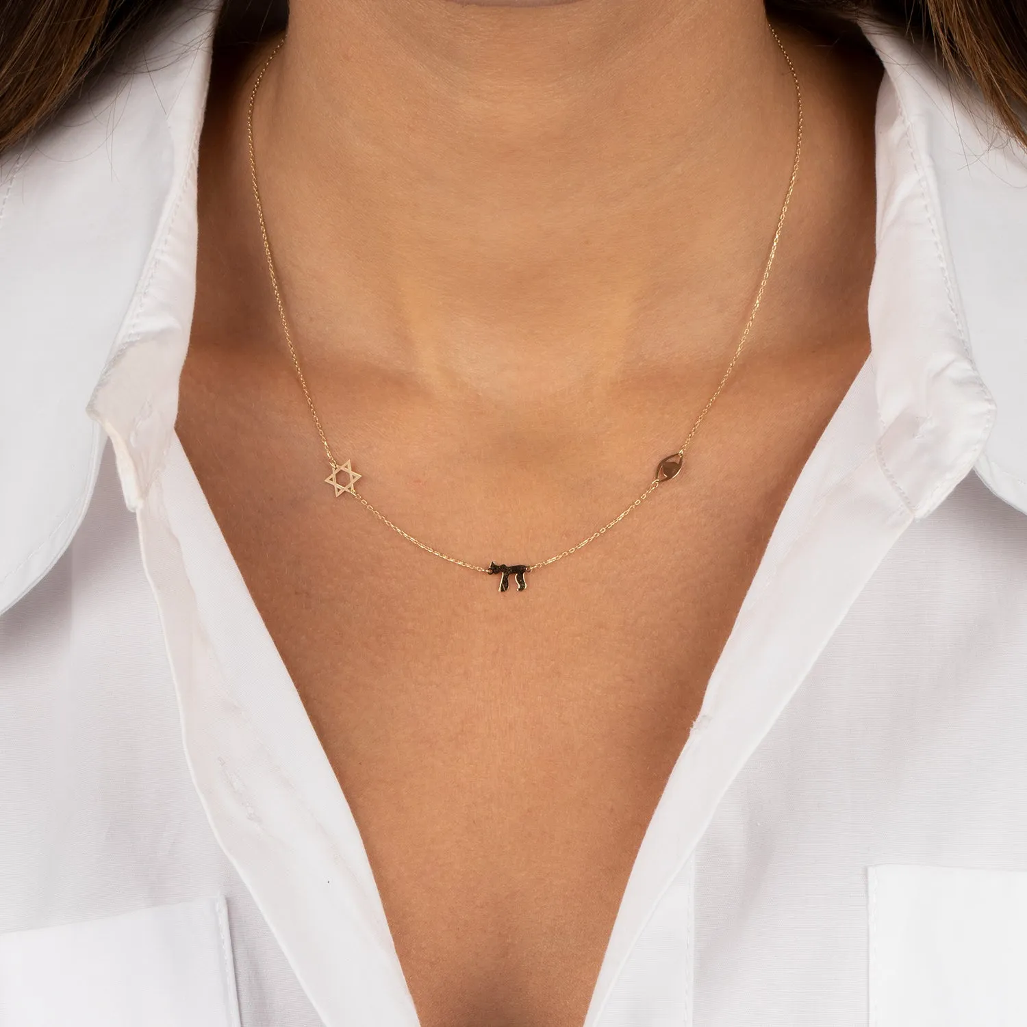 Solid Jewish Charms Necklace 14K sold by Adina Eden's product image thumbnail 2