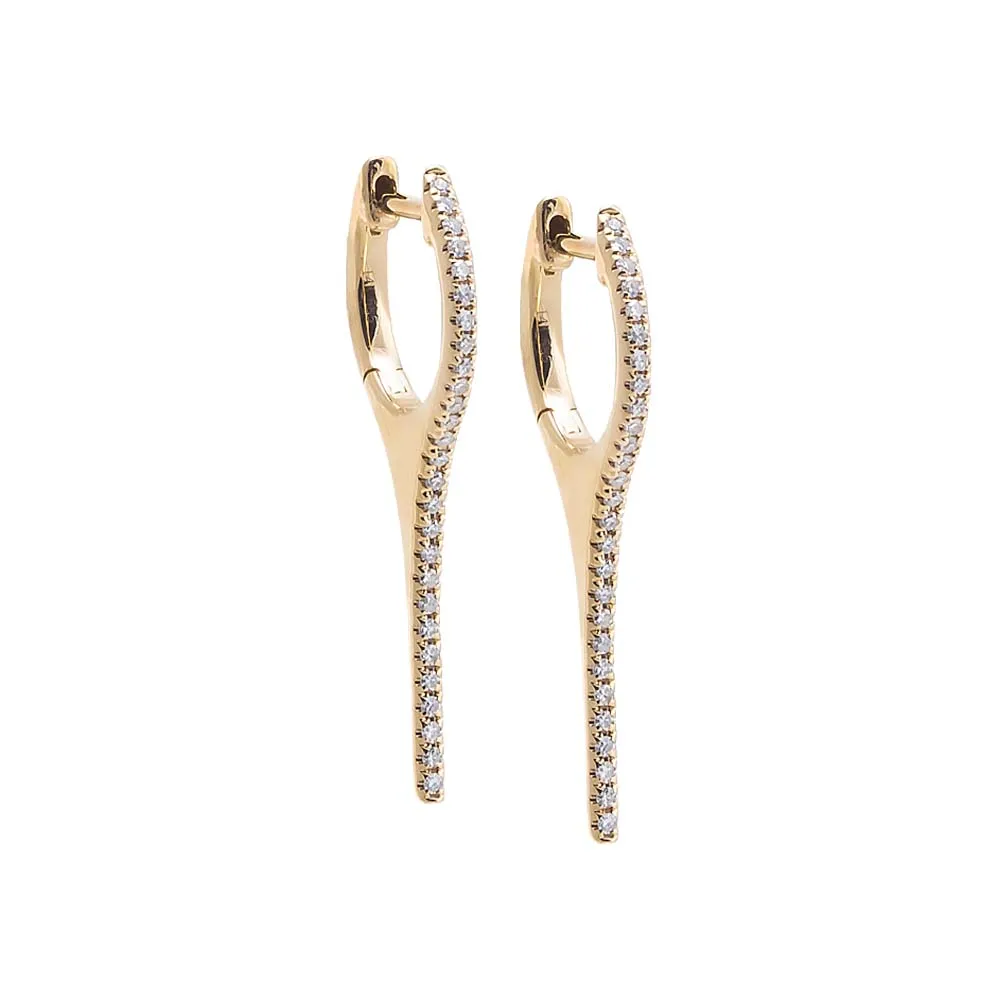Diamond Pave Elongated Spike Huggie Earring 14K sold by Adina Eden's product image thumbnail 3