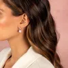 Diamond Oval Shape Pearl Huggie Earring 14K sold by Adina Eden's