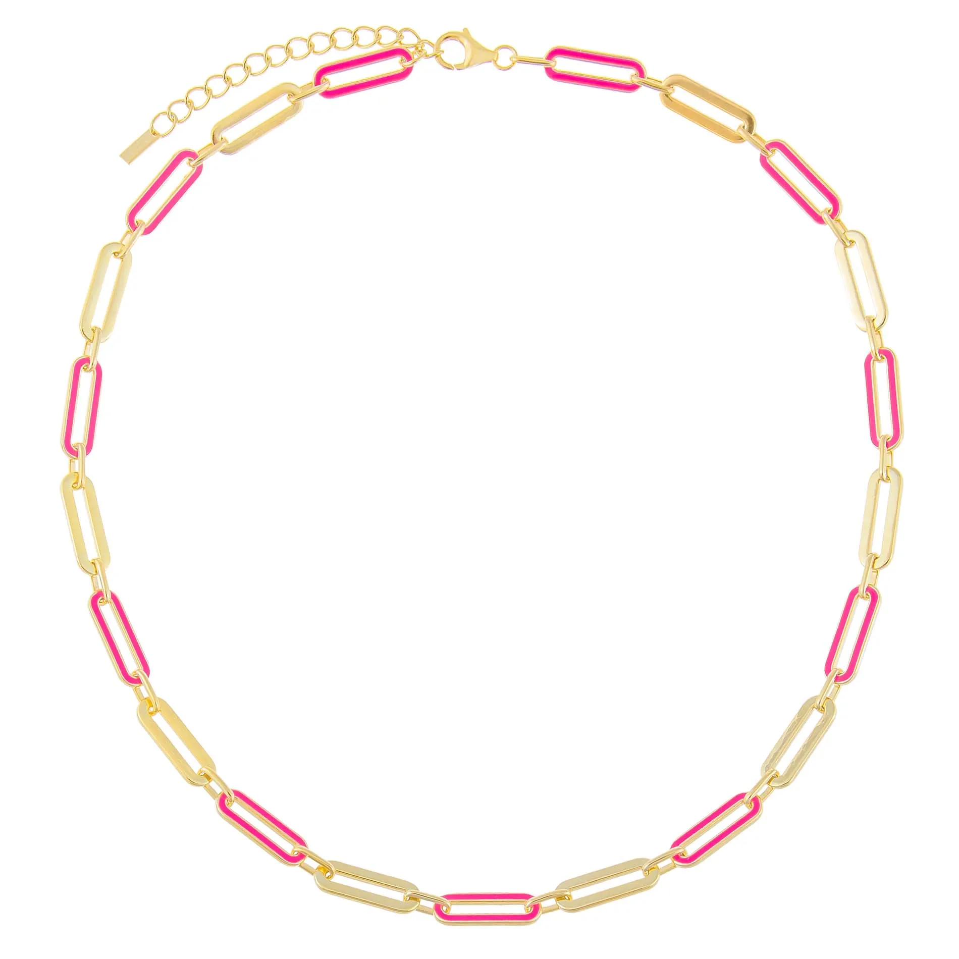 Pink Enamel Oval Link Necklace sold by Adina Eden's product image thumbnail 5