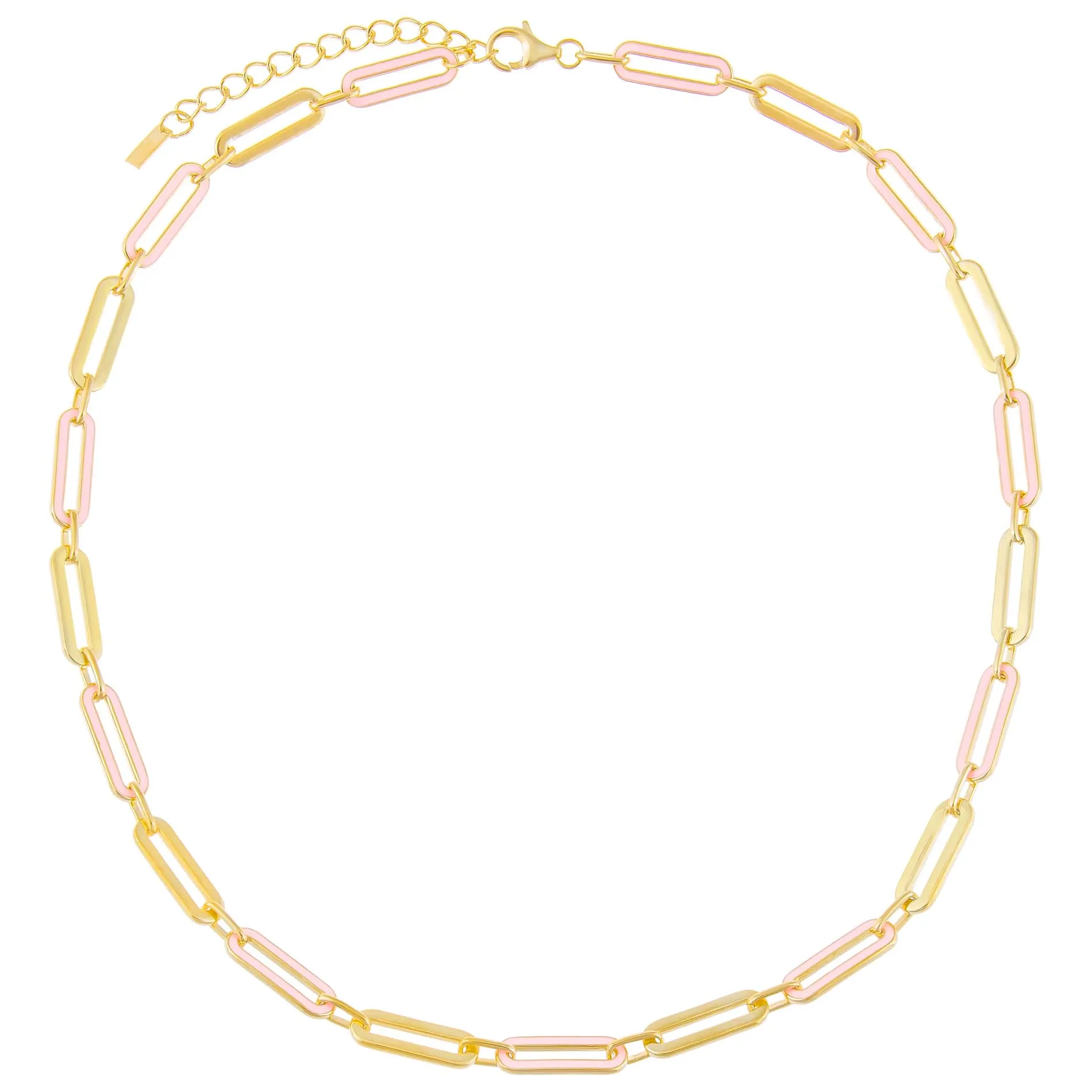 Pink Enamel Oval Link Necklace sold by Adina Eden's product image thumbnail 3