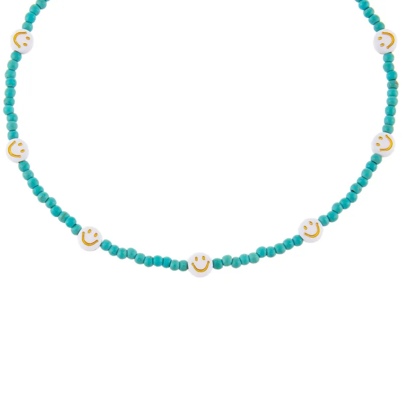 Turquoise Smiley Face Beaded Choker sold by Adina Eden's