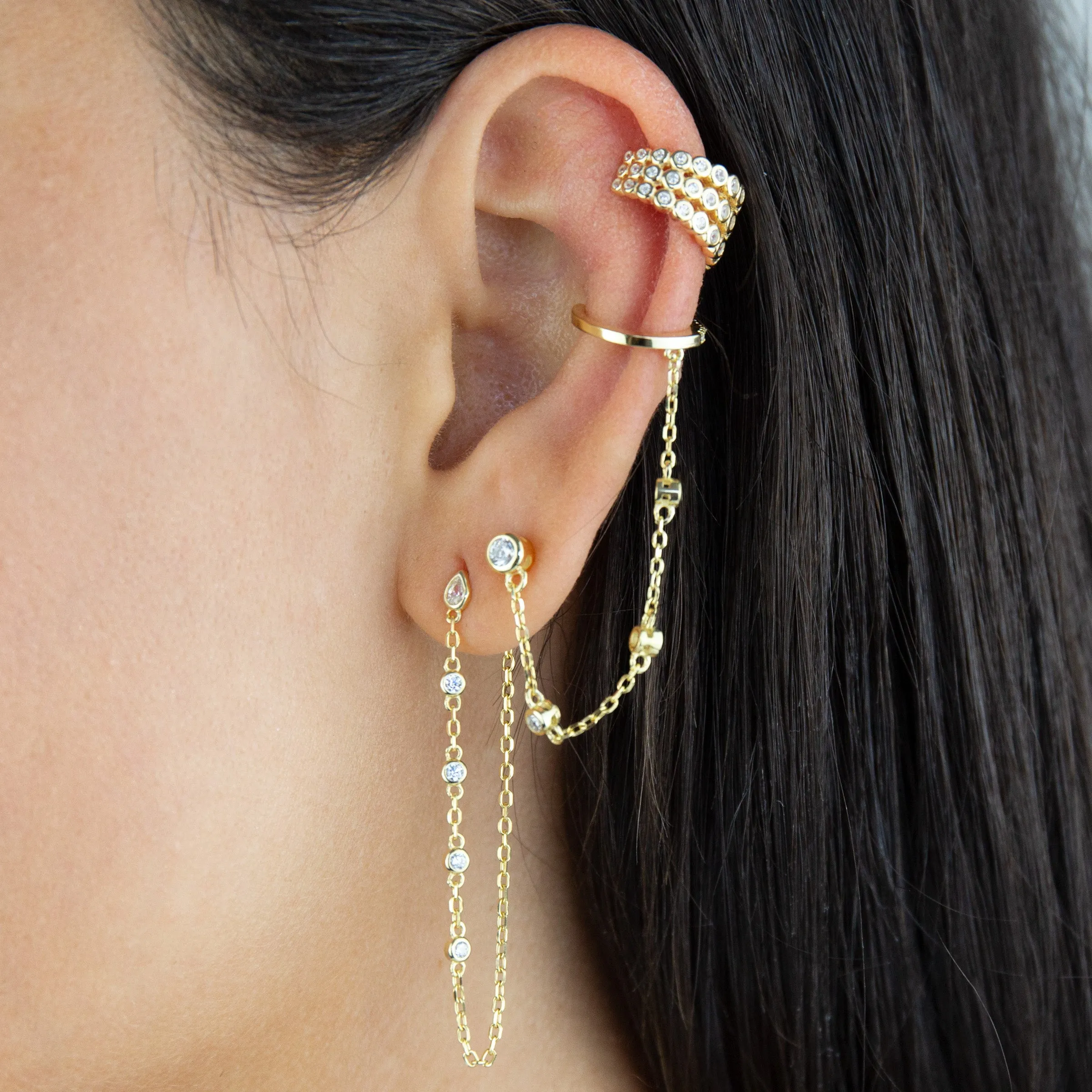 Bezel Triple Row Ear Cuff sold by Adina Eden's product image thumbnail 2
