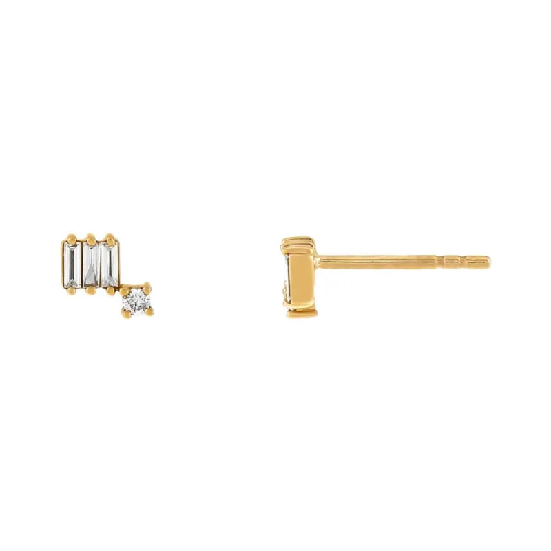 Sparkle Baguette Diamond Stud Earring 18K sold by Adina Eden's
