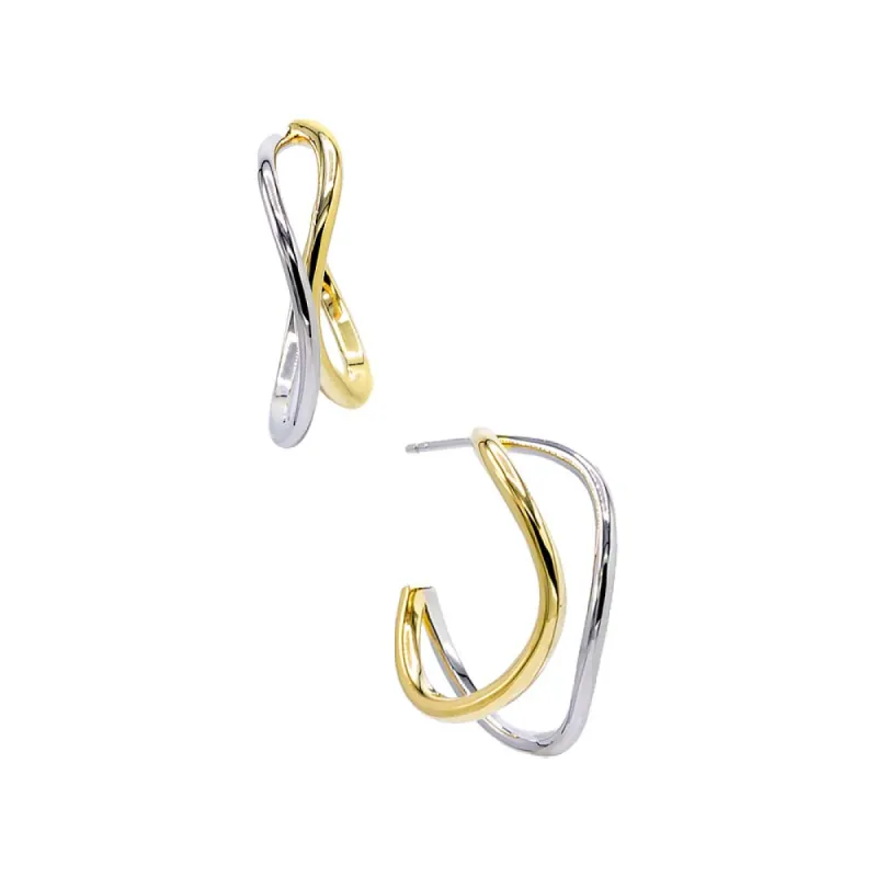 Two Tone Squiggly Hoop Earring sold by Adina Eden's