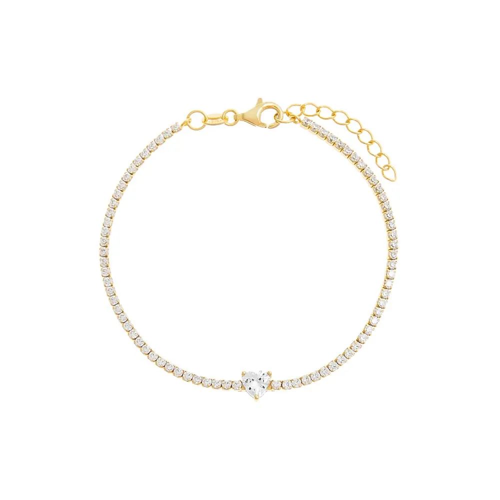 CZ Heart Stone Tennis Bracelet sold by Adina Eden's product image thumbnail 3