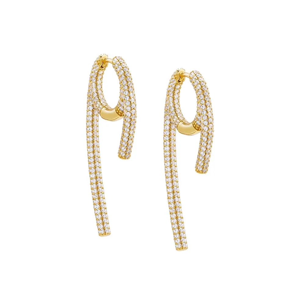 Pavé Front Back Claw Huggie Earring sold by Adina Eden's