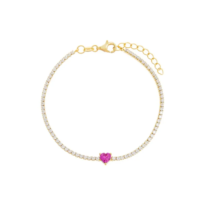 CZ Heart Stone Tennis Bracelet sold by Adina Eden's