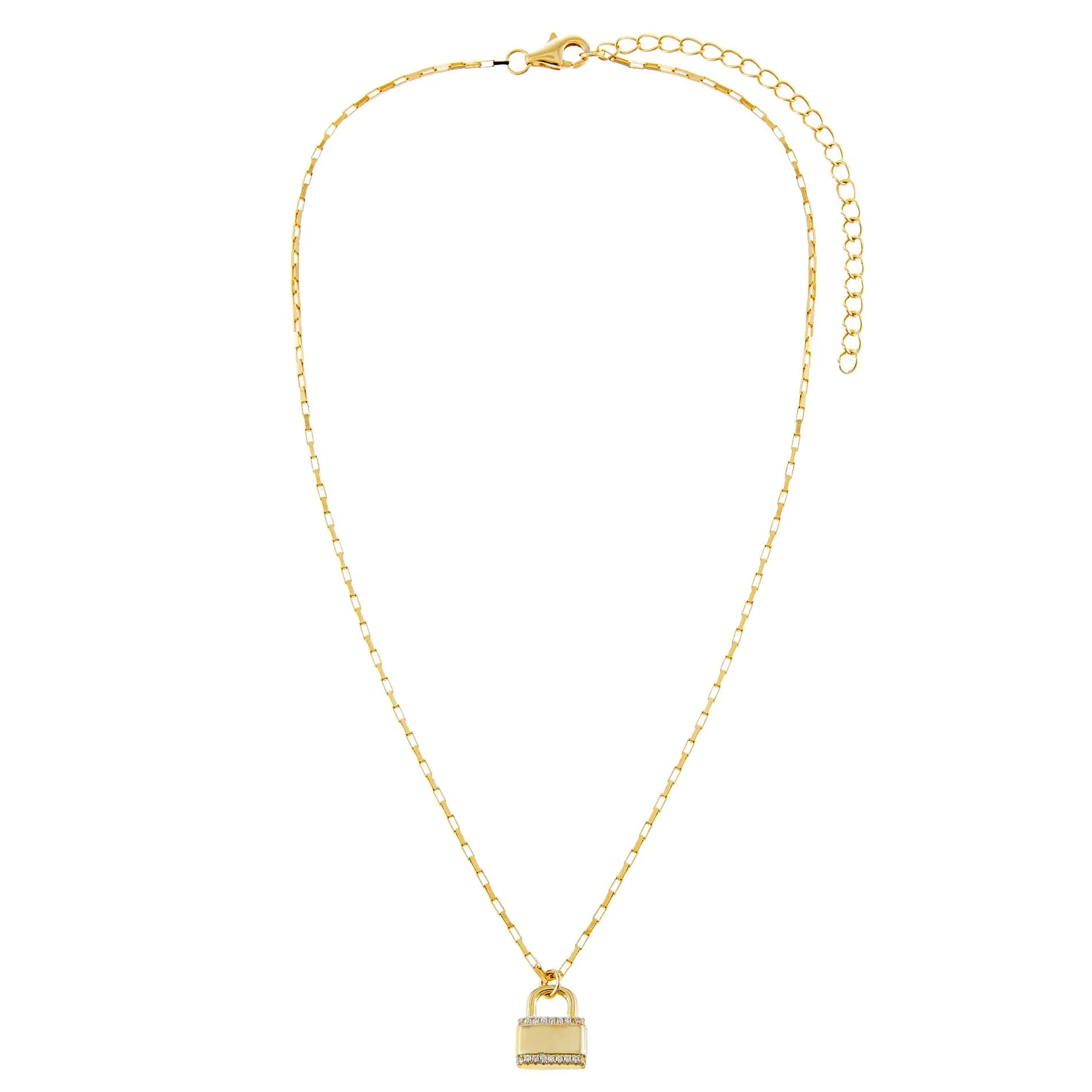 Mini CZ X Solid Lock Link Necklace sold by Adina Eden's product image thumbnail 2