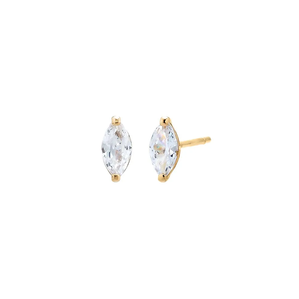 CZ Marquise Shape Stud Earring 14K sold by Adina Eden's