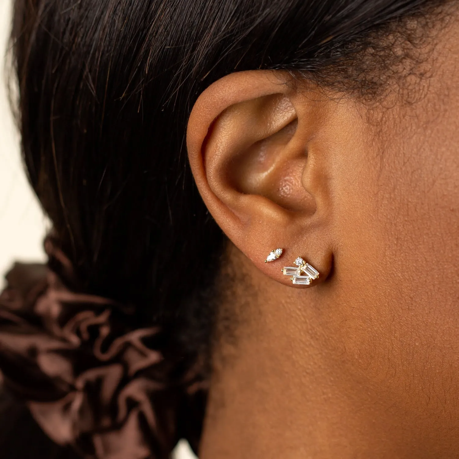 Pink Tiny Solitaire x Marquise CZ Stud Earring sold by Adina Eden's product image thumbnail 2