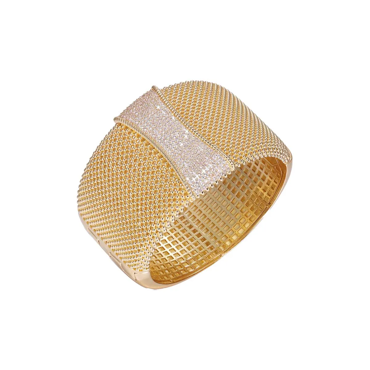 Pave Accented Wide Mesh Bangle Bracelet sold by Adina Eden's