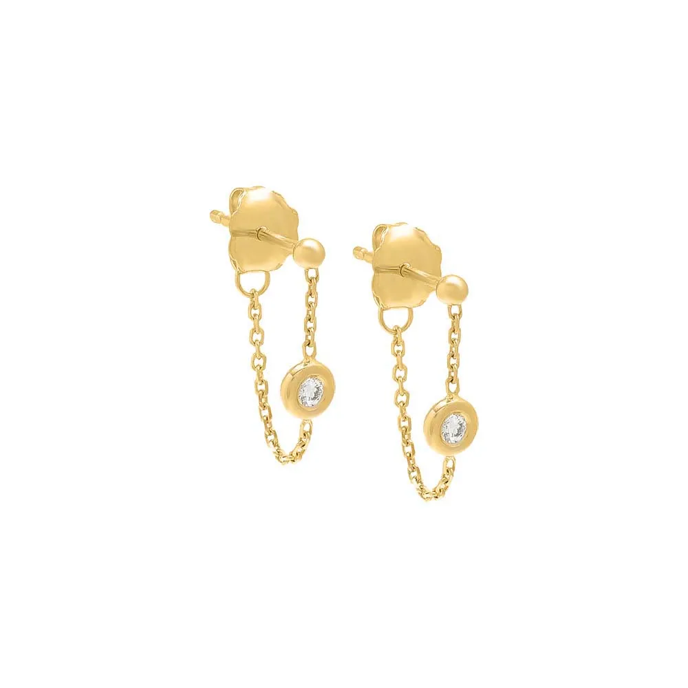 Tiny Diamond Front Back Chain Stud Earring 14K sold by Adina Eden's