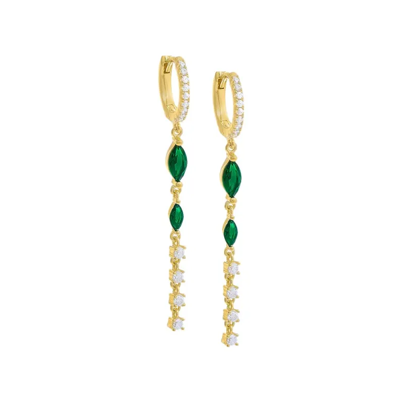 Colored Marquise X Solitaire Drop Huggie Earring sold by Adina Eden's