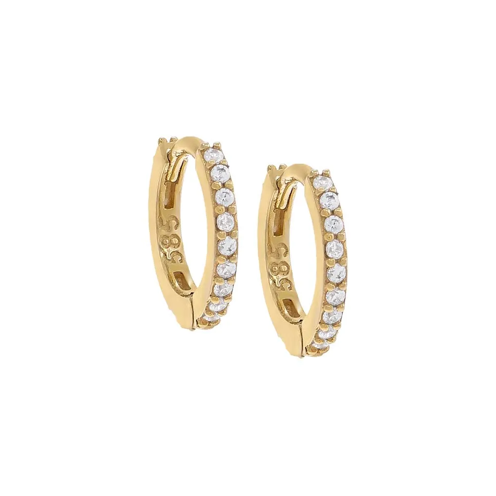 CZ Mini Huggie Earring 14K sold by Adina Eden's