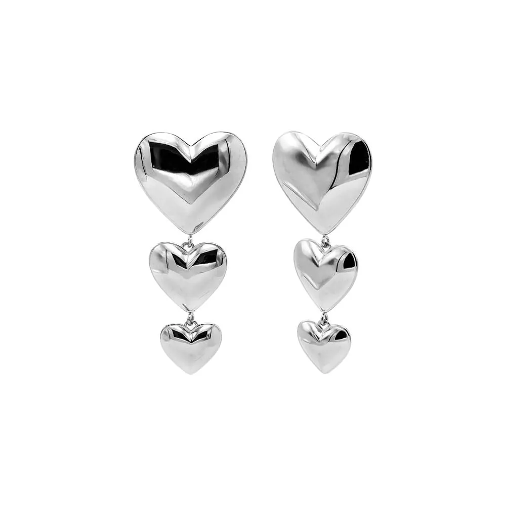 Solid Triple Graduated Heart Drop Stud Earring sold by Adina Eden's product image thumbnail 3