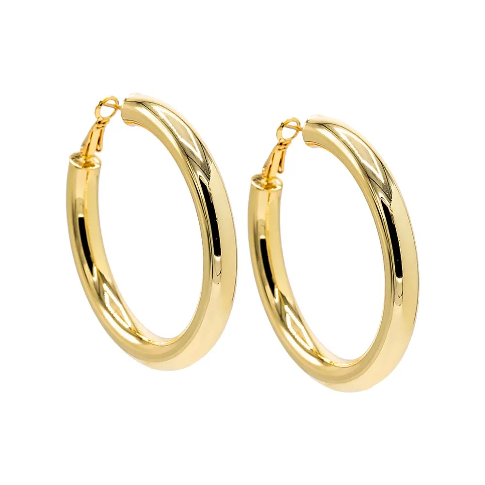 Wide Rounded Hollow Hoop Earring sold by Adina Eden's product image thumbnail 4