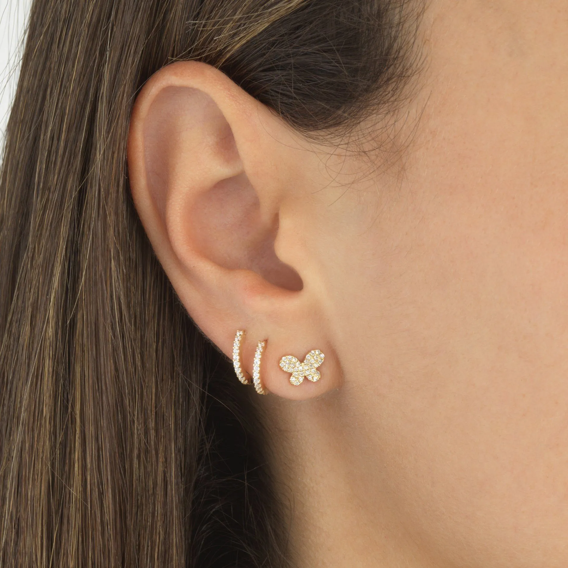 CZ Mini Huggie Earring 14K sold by Adina Eden's product image thumbnail 4