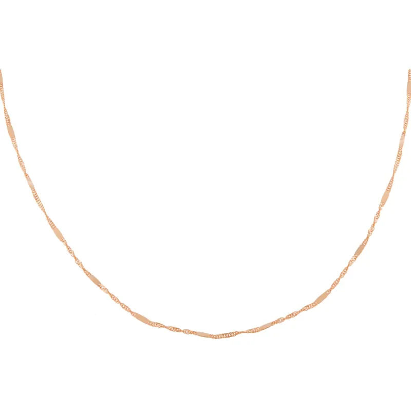 Solid Bar X Singapore Chain Necklace 14K sold by Adina Eden's
