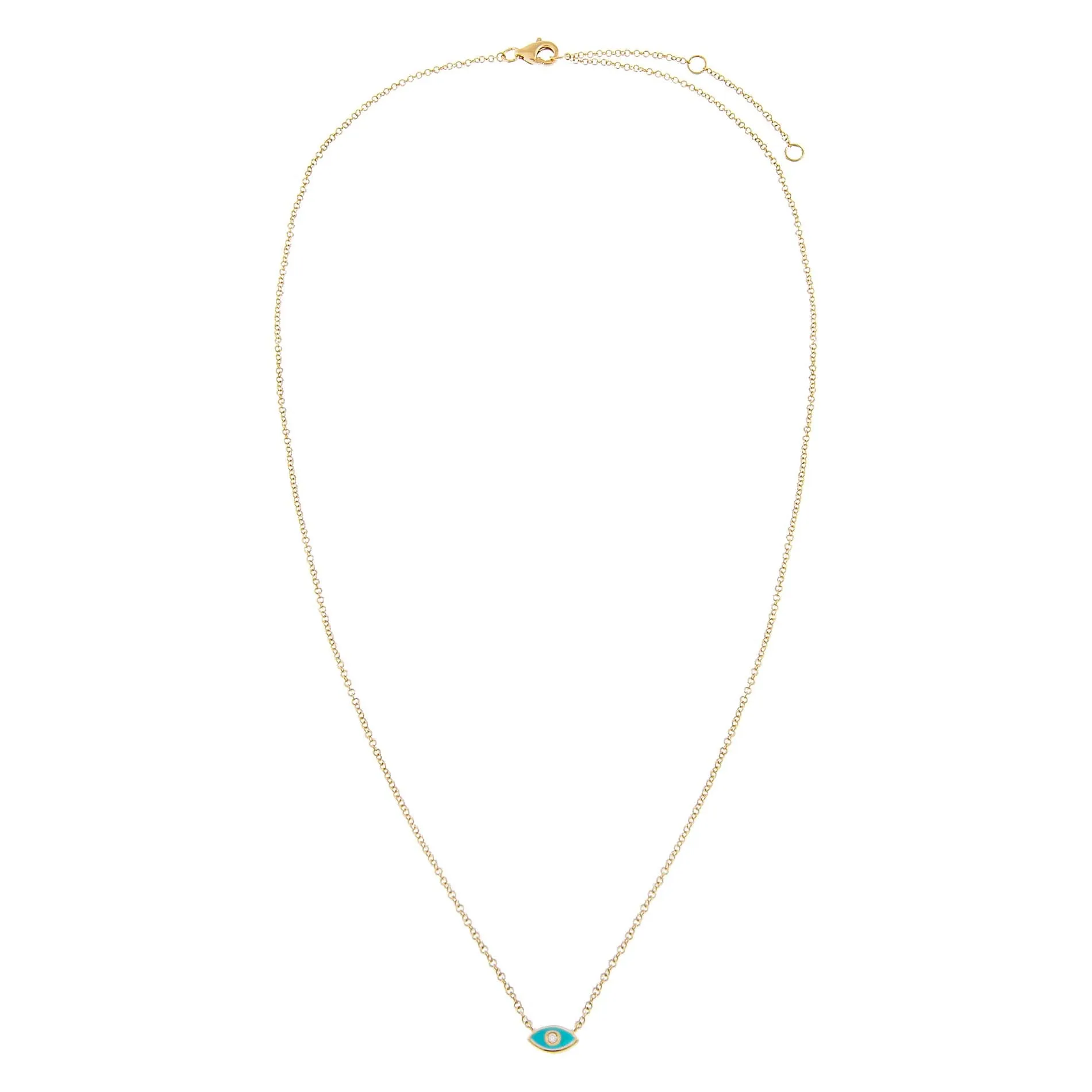 Diamond Enamel Evil Eye Necklace 14K sold by Adina Eden's product image thumbnail 3