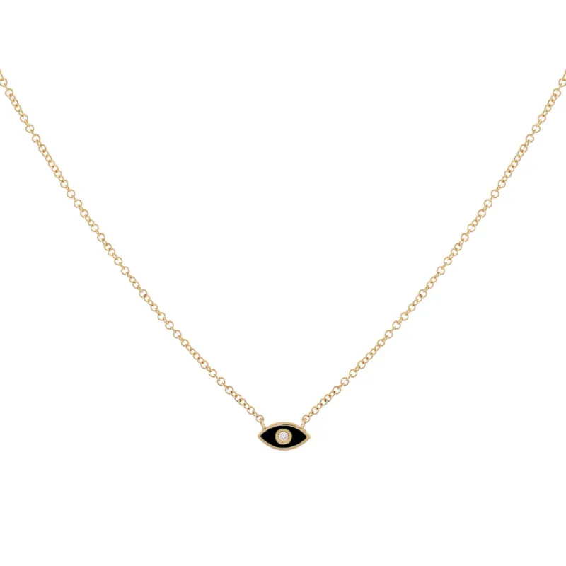 Diamond Enamel Evil Eye Necklace 14K sold by Adina Eden's