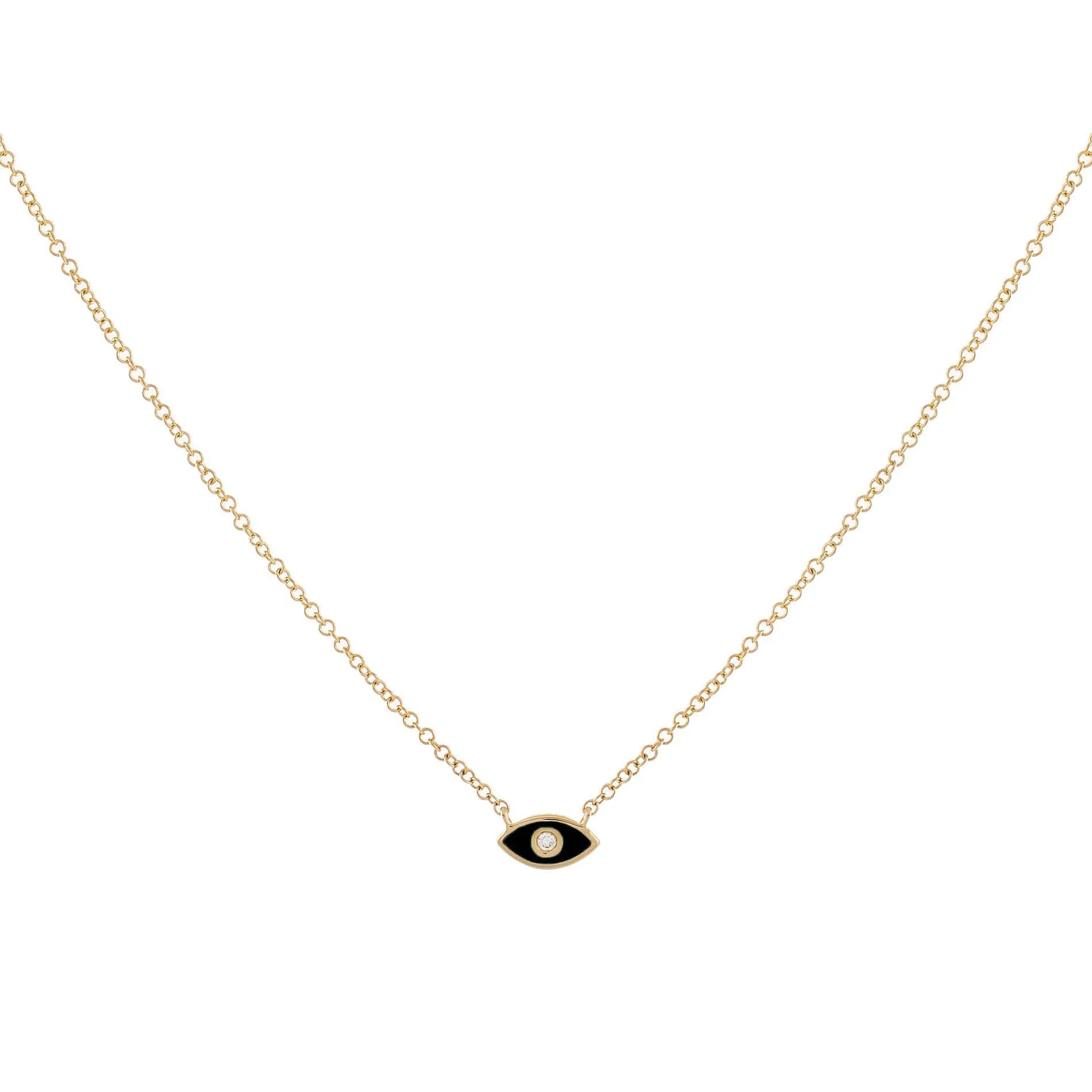 Diamond Enamel Evil Eye Necklace 14K sold by Adina Eden's