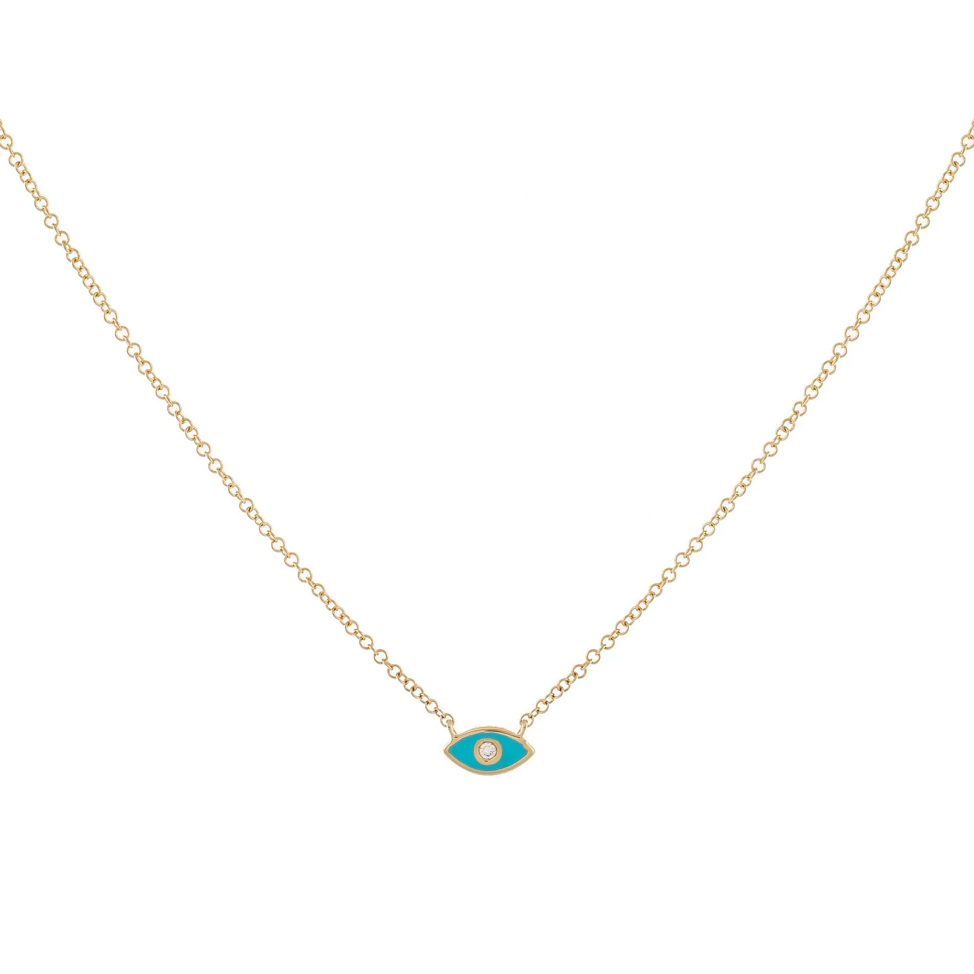 Diamond Enamel Evil Eye Necklace 14K sold by Adina Eden's product image thumbnail 2