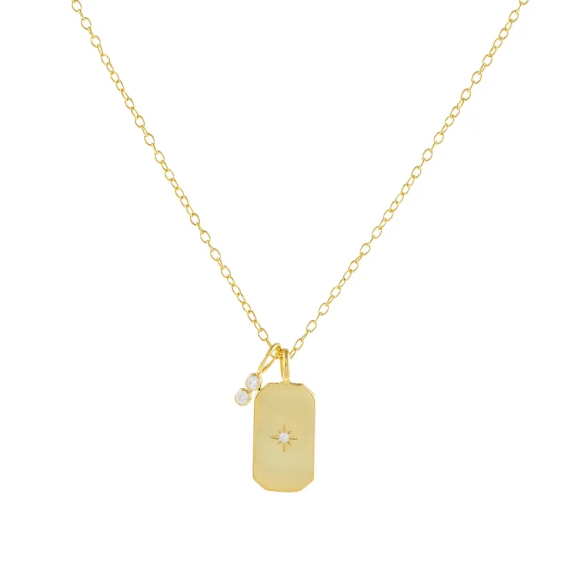 CZ Starburst Dog Tag Necklace sold by Adina Eden's
