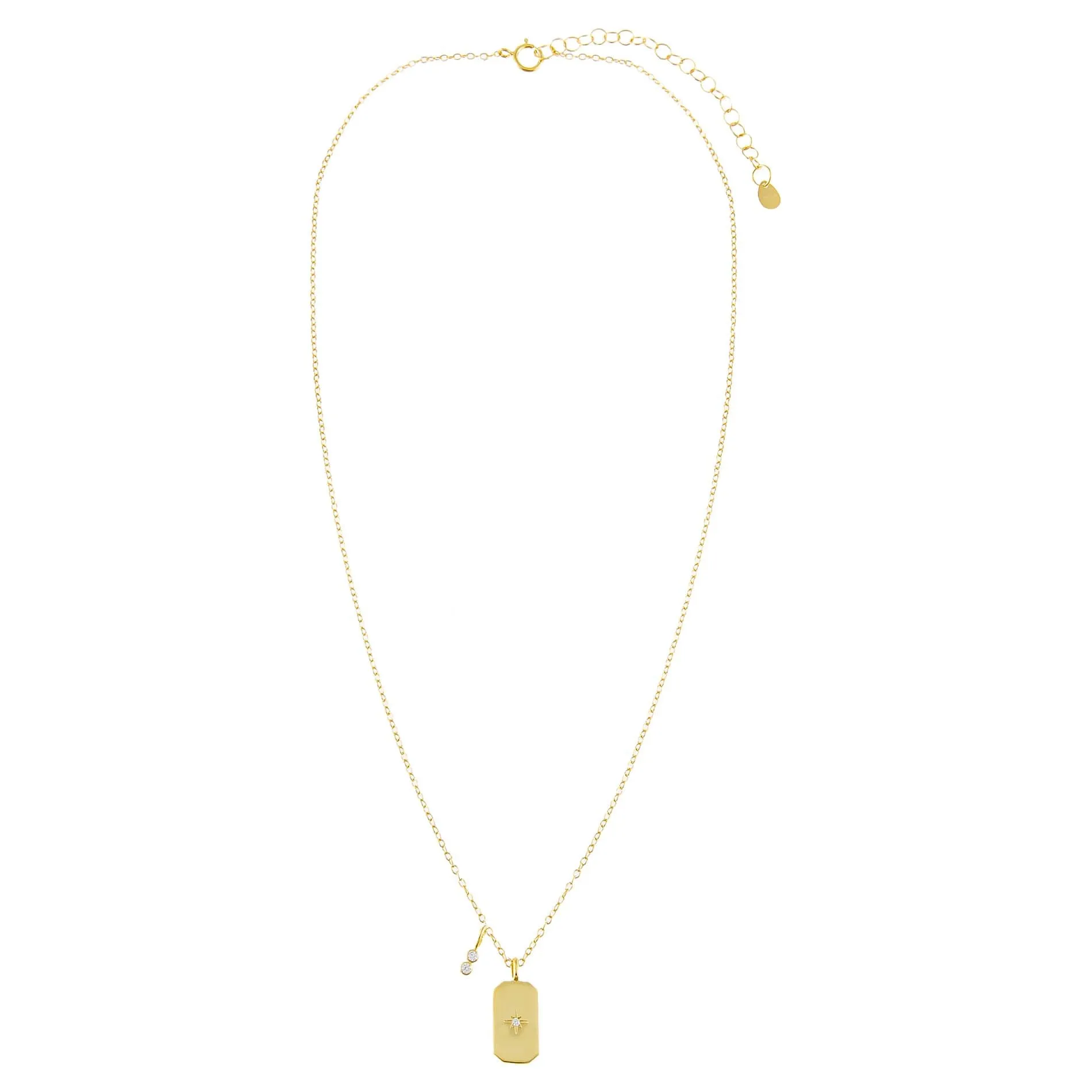 CZ Starburst Dog Tag Necklace sold by Adina Eden's product image thumbnail 3