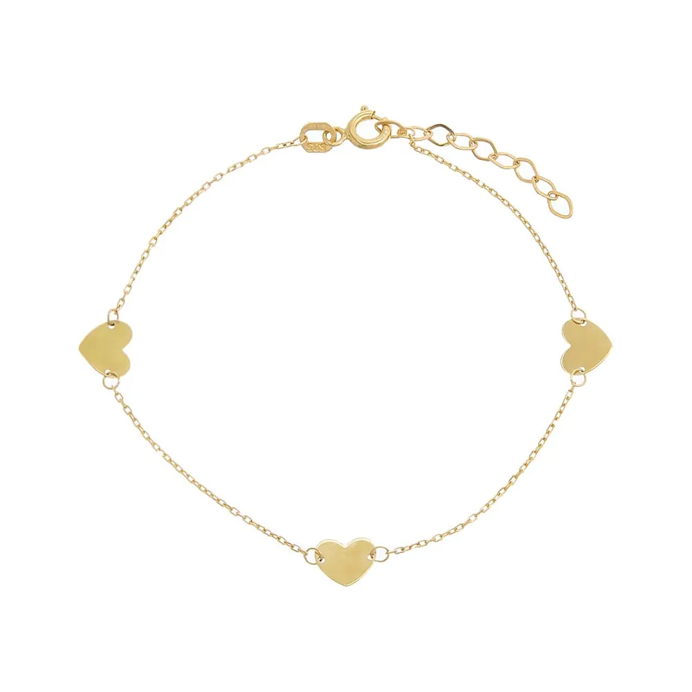 Triple Solid Heart Bracelet 14K sold by Adina Eden's