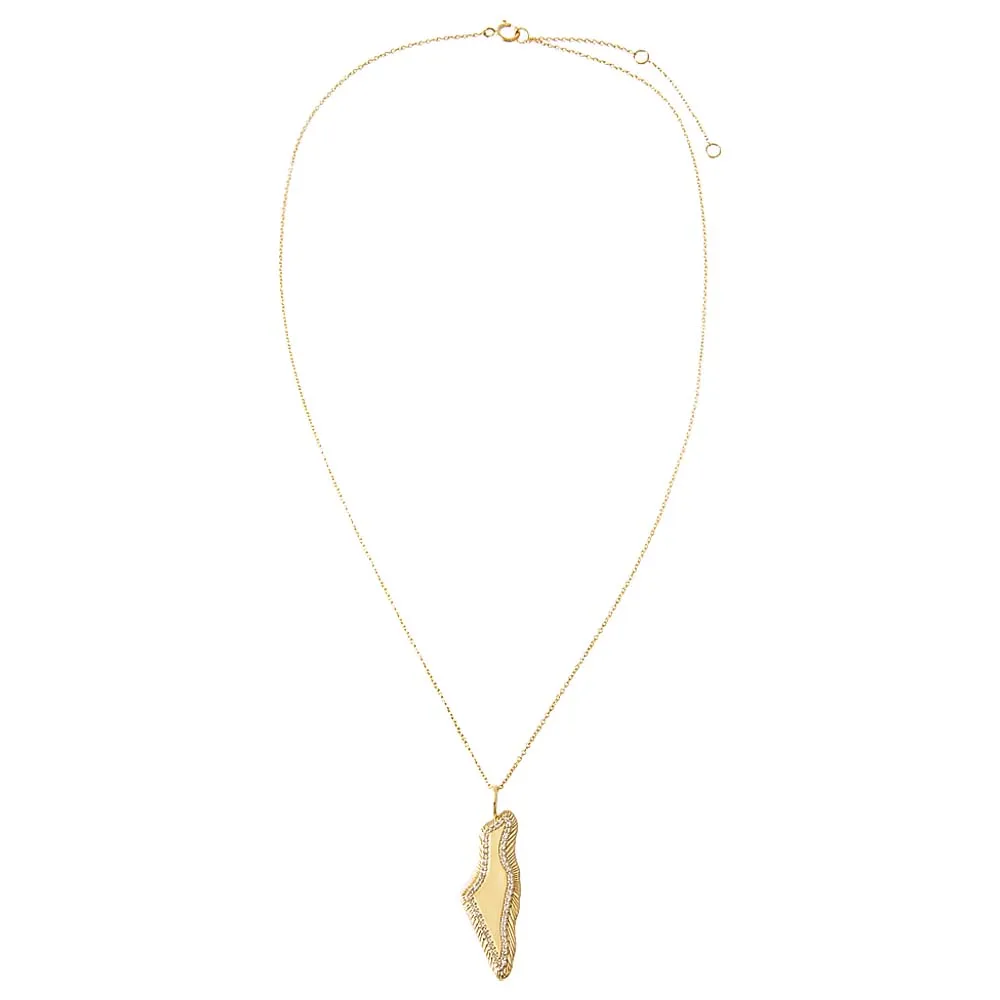 Diamond Pave Ridged Map Of Israel Necklace 14K sold by Adina Eden's product image thumbnail 2