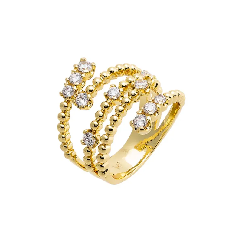 CZ Multi Row Open Beaded Ring sold by Adina Eden's