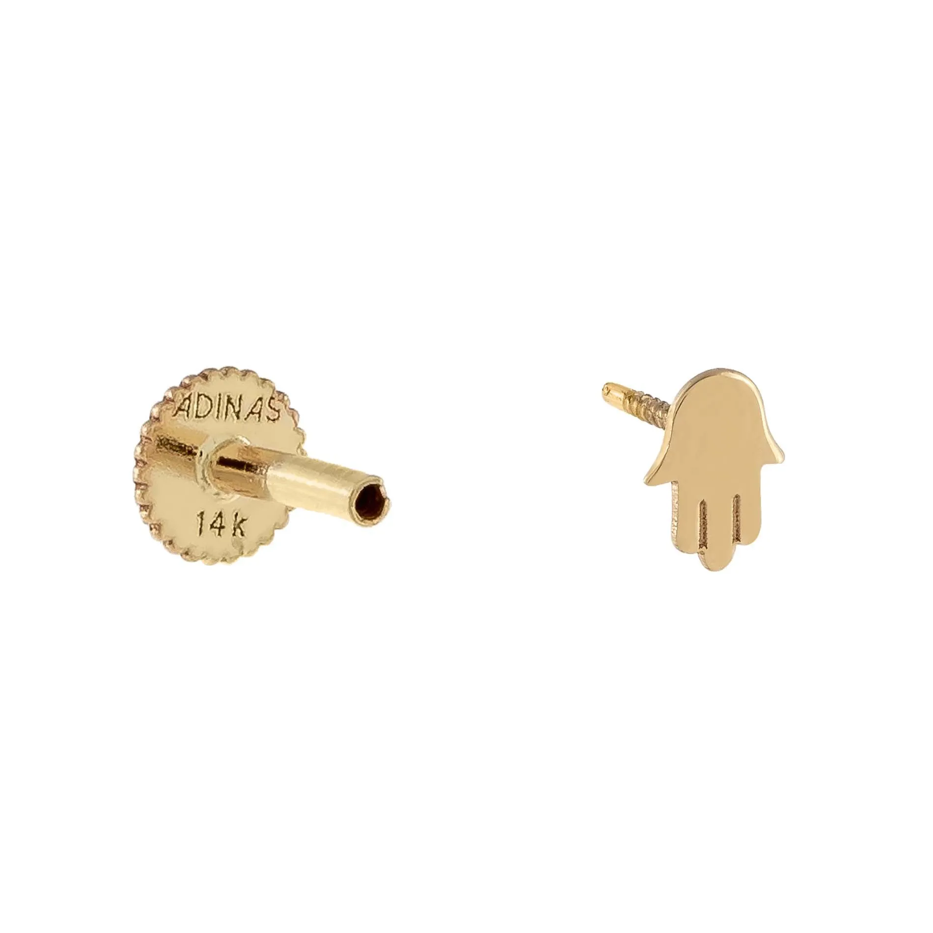 Solid Hamsa Threaded Stud Earring 14K sold by Adina Eden's product image thumbnail 3