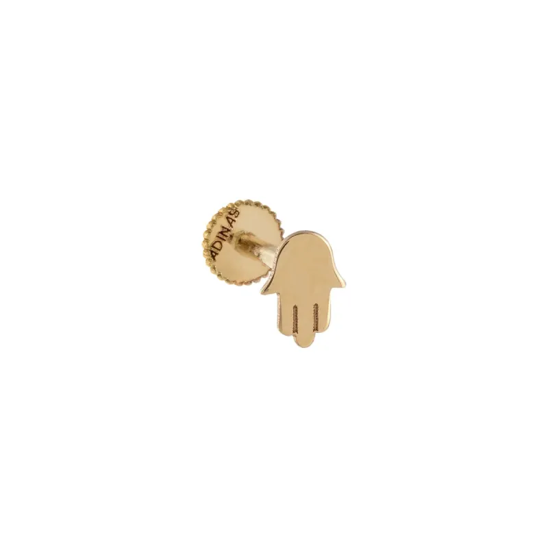 Solid Hamsa Threaded Stud Earring 14K sold by Adina Eden's