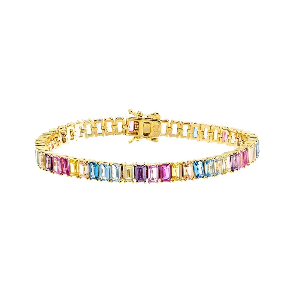 Pastel Colored Baguette Tennis Bracelet sold by Adina Eden's