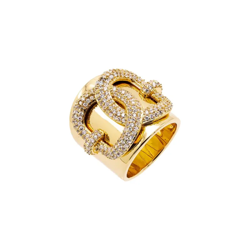 Pave Chain Link Super Wide Band Ring sold by Adina Eden's