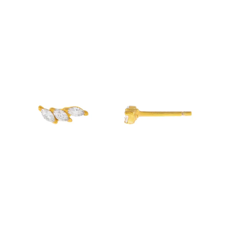 Tiny CZ Triple Marquise Stud Earring sold by Adina Eden's