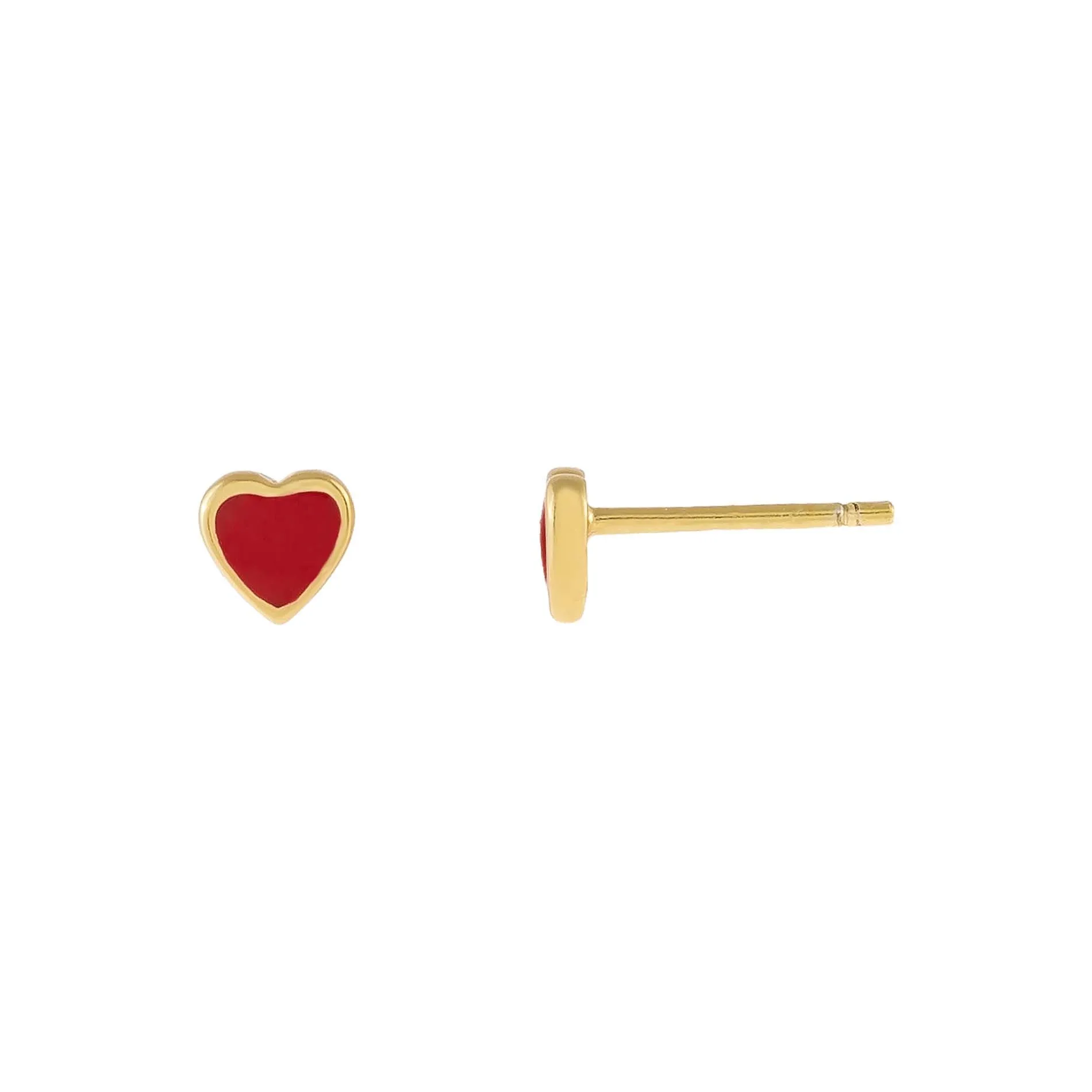 Tiny Red Enamel Heart Stud Earring sold by Adina Eden's
