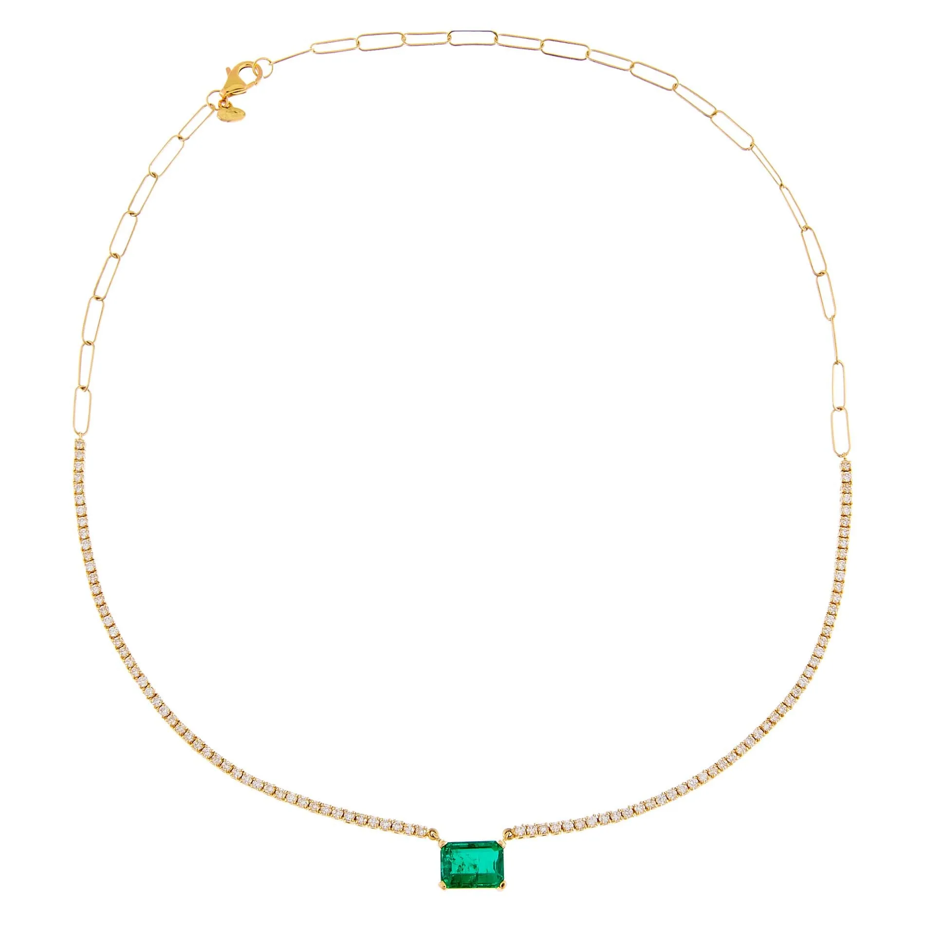 Diamond Emerald Tennis X Link Necklace 14K sold by Adina Eden's product image thumbnail 2