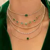 Diamond Emerald Tennis X Link Necklace 14K sold by Adina Eden's