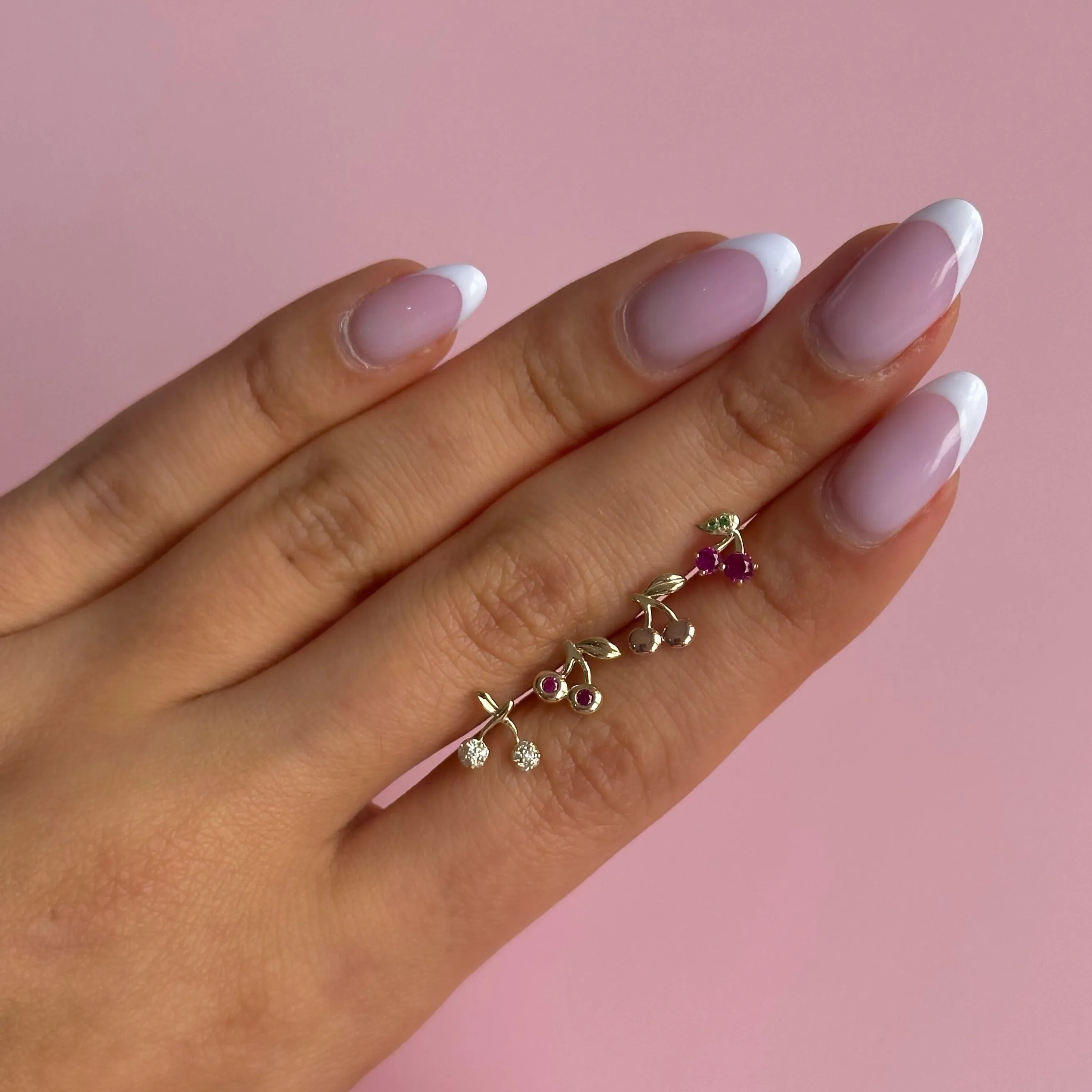 Ruby Red Cherry Bezel Stud Earring 14K sold by Adina Eden's product image thumbnail 3