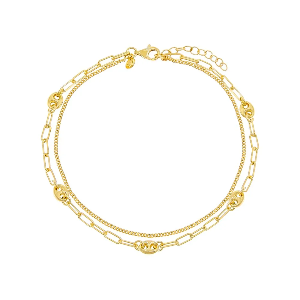 Mixed Chain Double Stack Anklet sold by Adina Eden's